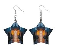 The Garden at Night Wooden Earrings for Women, Vintage Elegant Wood Jewelry, Lightweight Earrings for Wedding, Party, Everyday Jewelry Gift, Star, Wood, wood
