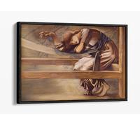 The Garden Court' by Edward Burne-Jones Canvas Floater Frame Print Picture Art - Black Frame 18 inch wide x 12 inch high