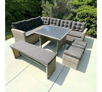 The Garden Marketplace Norfolk Rattan Weave Luxury Garden 10 seater Corner Set Complete With Cushions