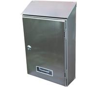 The Garden Marketplace Stainless Steel Wall Mounted Post Box with Perspex Name Tab, 2 Keys and Fixings Included, 360mm High x 230mm Wide x 100mm Deep
