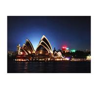 The Garden Marketplace Sydney Opera House Print LED Canvas, 60 x 40 cm, Stretched Wooden Frame, 8 LED Lights, Battery Powered with Switch