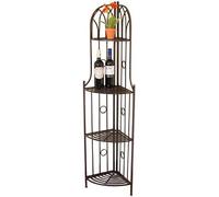 The Garden Marketplace Versailles Style Metal Corner Rack, 4 Tier Folding Shelves in Antique Bronze Effect, Fully Assembled Corner Unit for House
