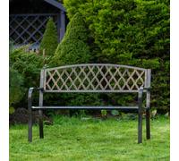 The Garden Marketplace Warwick Metal Garden Bench with Web Pattern Cast Iron Back