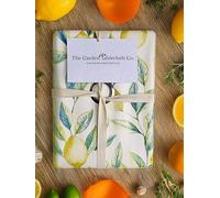 The Garden Tablecloth Co. Amalfi Lemon Square Tablecloth with Parasol Hole - 140 x 140 cm - Waterproof PVC Wipeable Outdoor Table Cover - Lemon Print
