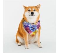 The Garden Tricolor Pansy Flower Pattern Dog Bandanas, Comfortable Cotton Triangle Bibs Scarfs for Dogs Or Cats, Cute Pet Kerchief for Small Medium Large Dogs-Small