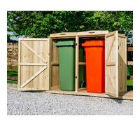 The Garden Village Chatburn Double Wheelie Bin Store - Timber - L80.4 X W145 X H120 Cm - Fits 2 X 180L Or 2 X 240L Wheelie Bins