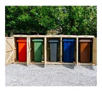 The Garden Village Chatburn Quintet Wheelie Bin Store - Timber - L80.4 X W342.2 X H120 Cm - Fits 4 X 180L Or 4 X 240L & 1 X 140L Wheelie Bins