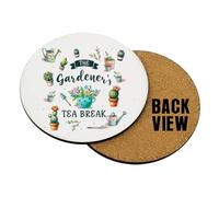 The Gardener's Tea Break Coaster, Gift For Gardeners, Tableware, Coffee, Tea, Drink Coaster. (Round Shaped Coaster)