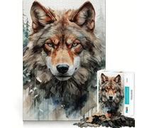 The Gaze of An Angry Wolf Jigsaw Puzzles for Teenagers 1000 Pieces Logic Game Home Pastime Precise Cut Festival Gift (50x75cm)