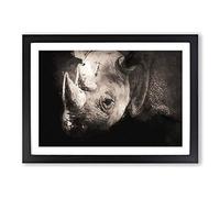 The Gaze of The Rhino in Abstract Framed Print | A2 Black Framed Wall Art | Ready to Hang | Abstract Fantasy Picture | Living Room Bedroom Lounge Office
