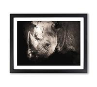 The Gaze Of The Rhino In Abstract Modern Art Framed Print | A3 Black Framed Wall Art | Ready to Hang | Abstract Fantasy Picture | Living Room Bedroom Lounge Office