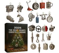 The Gearheads Christmas Garage Advent Calendars 2025, 24 Miniature Car Parts Tool Ornaments, 2D Acrylic Automotive Pendants, Automotive Present for Cars Lovers, Adults, Kids, Mechanics