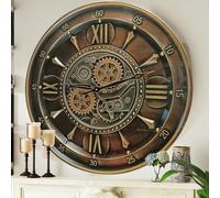 THE GEARS CLOCK 24'' Inch Real Moving Gear Wall Clock Ireland Line (Bronze Dark, 24 inches (59 cm))