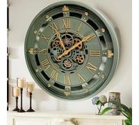The Gears Clock 26'' inch Wall Clock with Real Moving Gears Belgium Line w/Glass Cover (Green, 26 inches (66 cm))