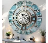 The Gears Clock 36'' Inch Real Moving Gear Wall Clock England Line (Aqua Green, 24 inches (60 cm))