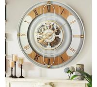 The Gears Clock 36'' Inch Real Moving Gear Wall Clock Switzerland Line (White, 36 inches (90 cm))
