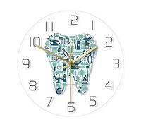 The Geeky Days Dentistry Tooth Wall Clock Dental Care Symbols Acrylic Hanging Clock Battery Quiet Movement Wall Watch Dental Department Decor Wall Sign