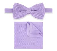 THE GENTS LAB 100% Polyester Knitted Bow Tie & Pocket Square Sets - Many Colours (Pastel Purple)