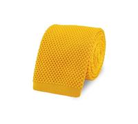 THE GENTS LAB 100% Polyester Square End Knitted Neck Tie (Mustard Yellow)