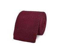 THE GENTS LAB 100% Polyester Square End Knitted Neck Tie (Wine Red)