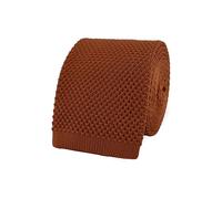 THE GENTS LAB Men's Square End Knitted Neck Tie Made From 100% Soft Polyester | Over 20+ Colours (Rust Orange)