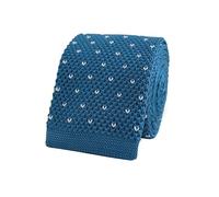 THE GENTS LAB Men's Square End Knitted Neck Tie With Dots | Made From 100% Soft Polyester | Over 10+ Colours (Dark Teal)
