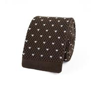 THE GENTS LAB Men's Square End Knitted Neck Tie With Dots | Made From 100% Soft Polyester | Over 10+ Colours (Dark Brown)