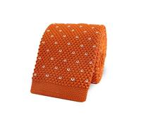 THE GENTS LAB Men's Square End Knitted Neck Tie With Dots | Made From 100% Soft Polyester | Over 10+ Colours (Orange)