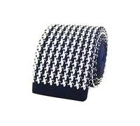 THE GENTS LAB Men's Square End Knitted Neck Tie With Houndstooth Design | Made From 100% Soft Polyester | Over 10+ Colours (Navy Blue)