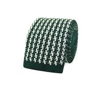 THE GENTS LAB Men's Square End Knitted Neck Tie With Houndstooth Design | Made From 100% Soft Polyester | Over 10+ Colours (Dark Green)