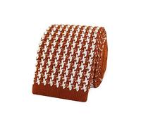 THE GENTS LAB Men's Square End Knitted Neck Tie With Houndstooth Design | Made From 100% Soft Polyester | Over 10+ Colours (Rust Orange)