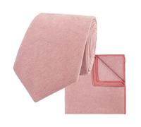 THE GENTS LAB Men's Wedding Neck Tie & Pocket Square Set Made From Soft Brushed Twill Cotton | Many Colours (Dusty Pink)