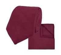 THE GENTS LAB Men's Wedding Neck Tie & Pocket Square Set Made From Soft Brushed Twill Cotton | Many Colours (Wine Red)