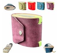 The Genuine Leather Cash Wrap Wallet,Leather Money Wallet Organizer,Cash Wrap with Clasp,Handy Purse Bands with Magnetic Clasp,Fast Cash Access Money Holder for Cash,Small Compact Luxury (Purple)