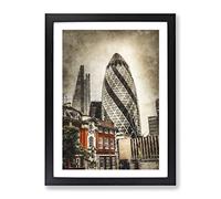 The Gherkin In London Painting Modern Framed Print | A4 Black Framed Wall Art | Ready to Hang | Modern Historical Picture | Living Room Bedroom Lounge Office