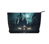 The Ghost in The Night Printed Corduroy Cosmetic Bag, Large Capacity Waterproof Travel toiletries Storage Bag