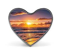 The Ghost of Skateboards Fashion Heart Brooch Pins Lightweight Enamel Lapel Pin for Women Men, Hat Bag Jacket Clothing Accessory Jewelry Gift, Beach Sunset Waves, Love form