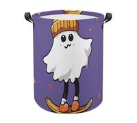 The Ghost of Skateboards Laundry Basket with Handles, Large Capacity Water Proof Laundry Hamper, Lightweight & Foldable Storage Basket for Home, Bedroom, Dorm, 44x44cm