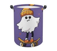 The Ghost of Skateboards Laundry Basket with Handles, Large Capacity Water Proof Laundry Hamper, Lightweight & Foldable Storage Basket for Home, Bedroom, Dorm, 44x35cm