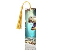 The Giant Dinosaur Broke Through The Wall Unique Double-Sided Artwork Printed Wooden Bookmarks, Artistic Book Accessories Birthday Presents for Men Women Presents for Book Lovers