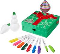 The Gift Box Ornament Decorator by Treemendous - Includes Christmas Tree DIY Ornament Decorating Spinner Arts and Crafts Kit and 8 Colorful Quick Drying Markers [Packaging May Vary]