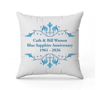 The Gift Experience Personalised Blue Sapphire Anniversary Pillow Cushion, 65th Wedding, Personalised Presents