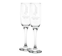 The Gift Experience Personalised Diamond Anniversary Champagne Flutes - Personalise with Names and Years, H 21.5cm x W 6.3cm
