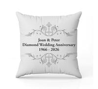 The Gift Experience Personalised Diamond Anniversary Pillow Cushion With Insert, Home Decor, 60th Wedding, Personalised Gifts
