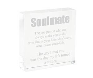 The Gift Experience Personalised Keepsake - Soulmate. Custom Engraved Keepsake Ornament, Size 8cm x 8cm, Fantastic Gift for Wedding, Anniversary, Engagement