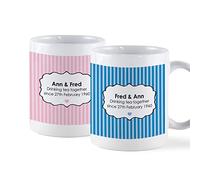 The Gift Experience Personalised Pair of Mugs - Drinking Tea Together Since. Custom Design Ceramic Matching Mugs, 9cm Tall, Romantic Gifts for Couple on Any Occasion