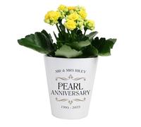 The Gift Experience Personalised Plant Pot - Pearl Wedding Anniversary Plant Pot Gift, Size 10cm Tall, 12oz, Fantastic 30th for Friends and Family