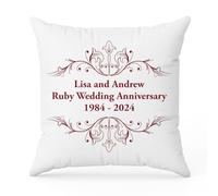 The Gift Experience Personalised Ruby Anniversary Pillow Cushion With Insert, Home Decor, Gifts For Family And Friends, 40th Wedding Anniversary