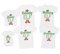 The Gift Project Family Elf Matching Christmas Tops - White T-Shirts Create Your Set, S