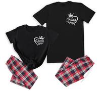 The Gift Project King & Queen in Heart Logo - Create Matching Pyjamas - Top & Tartan PJ Bottoms - (Sold Separately) Black